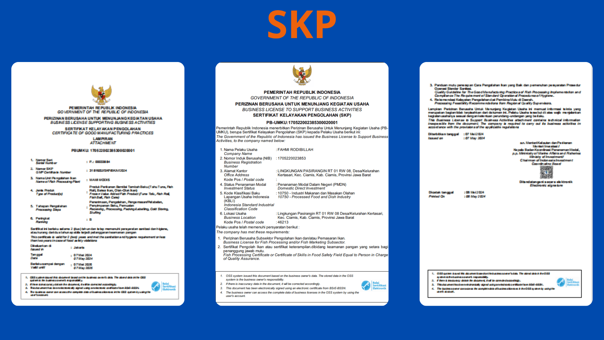 Sertifikat Standar Kualitas Produk (SKP)